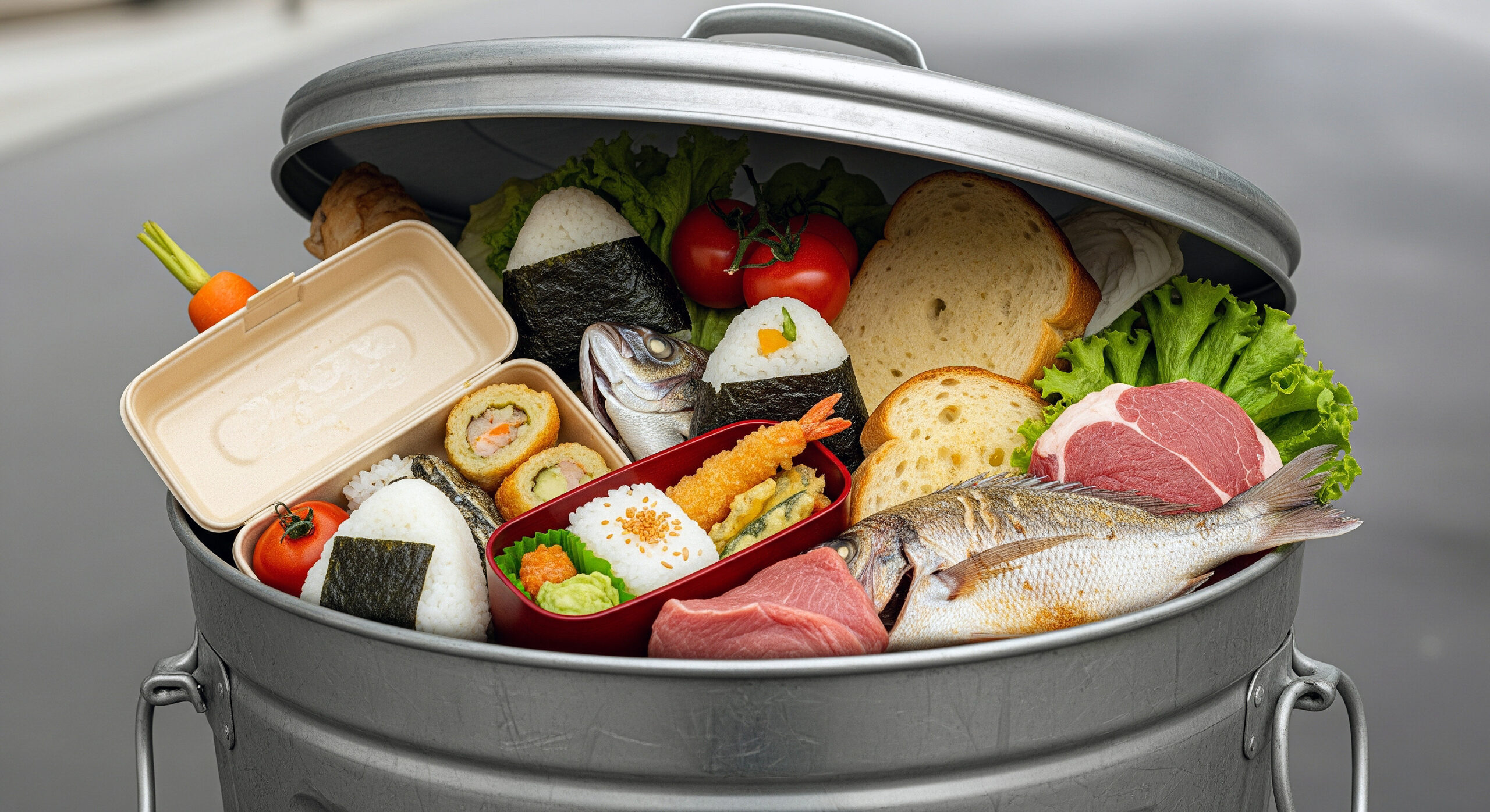 ゴミ箱に捨てられる大量の食材。損益管理においてフードロスは直接的な利益を削る最大の要因です。廃棄の原因を分析し、仕入れや調理工程を改善することで「儲かる」仕組みを構築。経営理念を実務に落とし込み、無駄を利益に変える損益改善の重要性を表現。