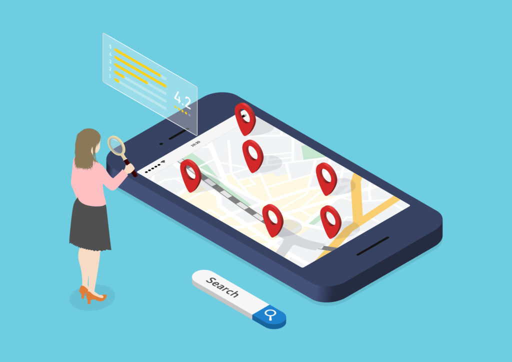 MEO対策で飲食店や小売店の売上アップを実現するイメージ。Googleビジネスプロフィールの最適化により、ローカル検索結果での視認性を高め、GWの新規客を確実に集客する手法。