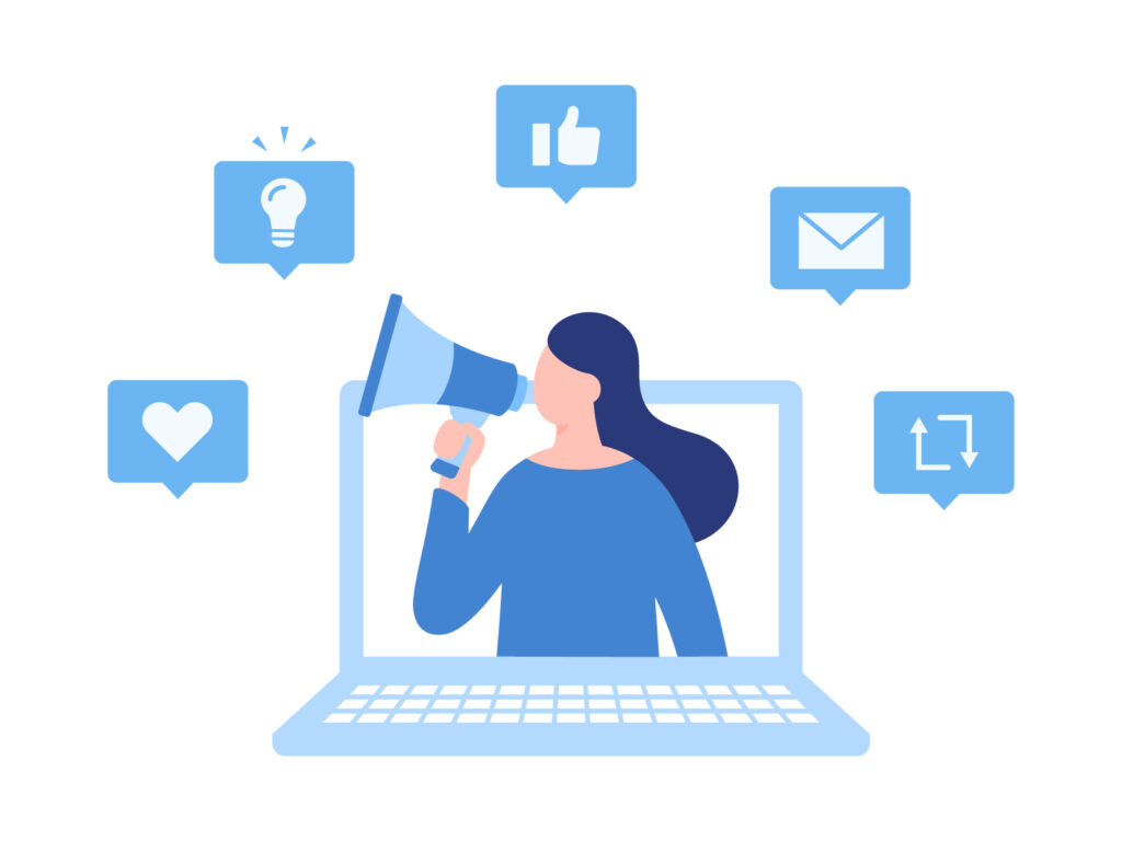 稲盛和夫氏の「利他の心」で繋がるSNS顧客コミュニケーション。単なる宣伝ではなく、顧客の不便を解消する情報を発信し、デジタルとリアル店舗を融合。利益率の高い集客を実現するために、ターゲットの心に刺さる「店舗の想い」を届ける概念図。