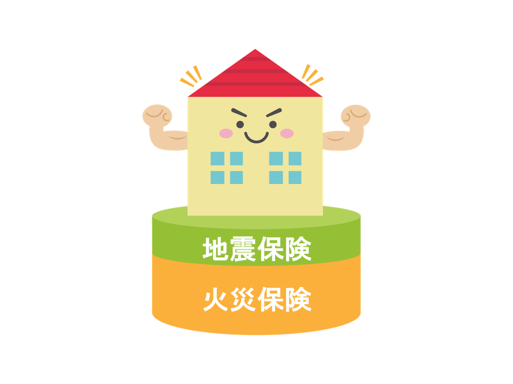 店舗経営における火災保険と地震保険・各種特約の二段構えによる強固な財務防衛構造。飲食・小売・サービス業それぞれの特性に応じた水災特約や休業損害補償の設計で、有事の固定費と店舗資産を守るイメージ。