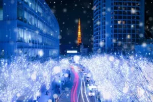 六本木ヒルズ　けやき坂　ライトアップ　クリスマス　イルミネーション　雪　東京タワー　ドミノピザ　働く誇りとプライド　リーダーとしての自覚　教えてくれたのはマニュアルではなく、クリスマスシーズンの冷たい雪の日